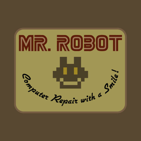Logotipo Mr Robot Computer Repair with a smile